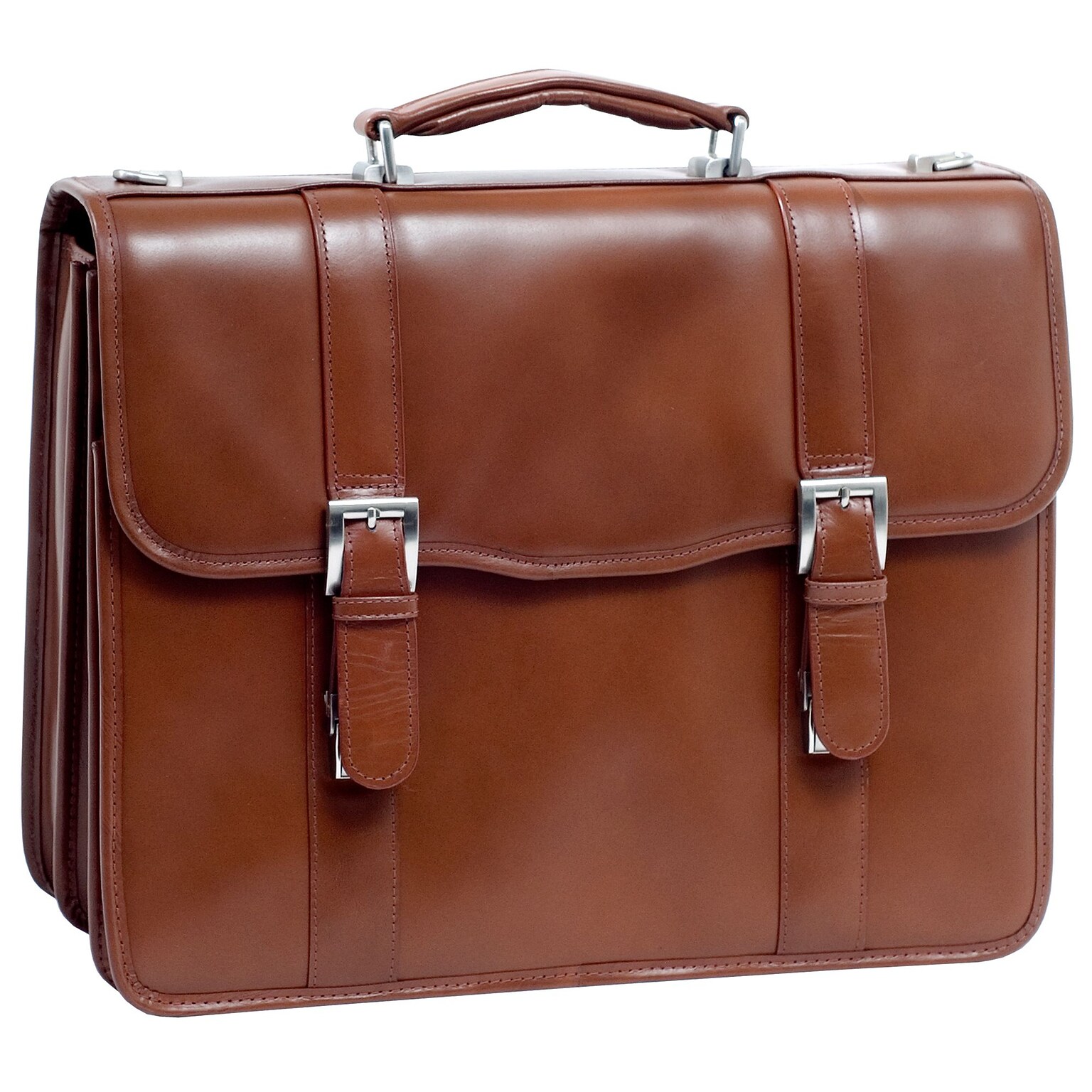 McKlein Flournoy, Double Compartment Laptop Briefcase, Top Grain Cowhide Leather, Brown (85954)