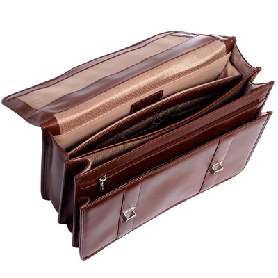 McKlein Flournoy, Double Compartment Laptop Briefcase, Top Grain Cowhide Leather, Brown (85954)