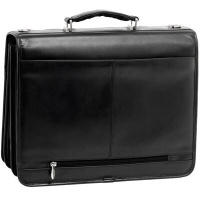 McKlein V Series, FLOURNOY, Top Grain Cowhide Leather, Double Compartment Laptop Briefcase, Black (85955)
