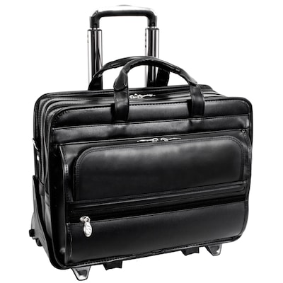 McKlein P Series Laptop Briefcase, Black Leather (86445)