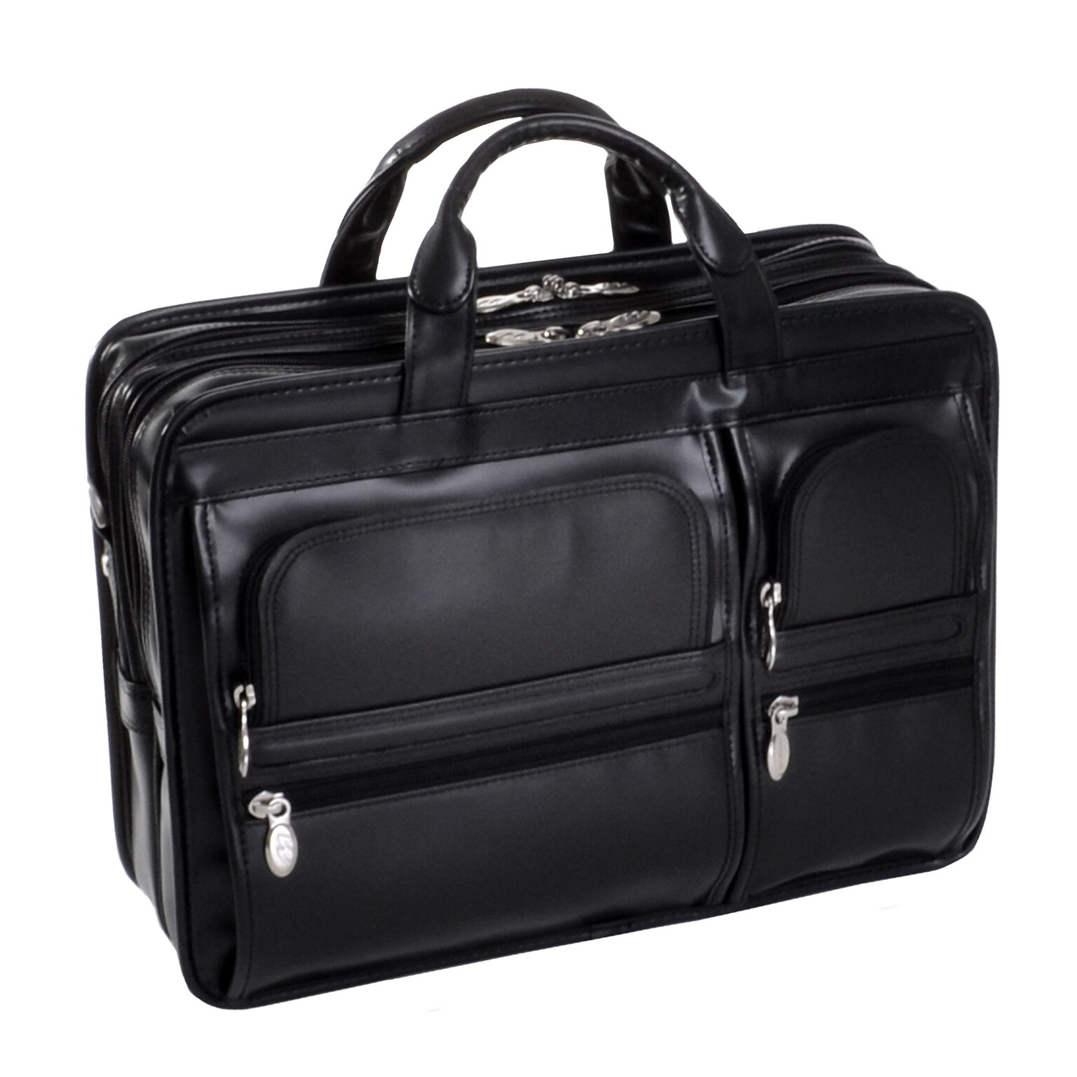 McKlein P Series Laptop Briefcase, Black Leather (88435)