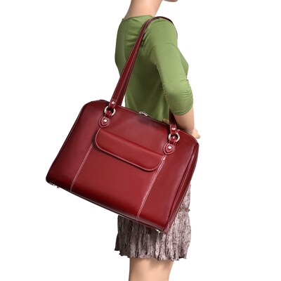 McKlein W Series, GLENVIEW, Genuine Cowhide Leather, Ladies' Laptop Briefcase, Red (94746)