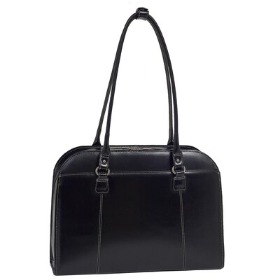 McKlein W Series Laptop Briefcase, Black Trimmed In Sand Leather (96525)