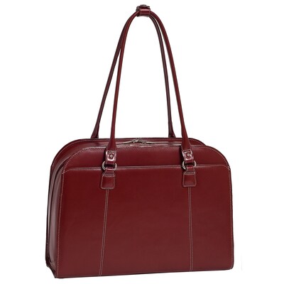 McKlein W Series Laptop Briefcase, Red Trimmed In Sand Leather (96526)