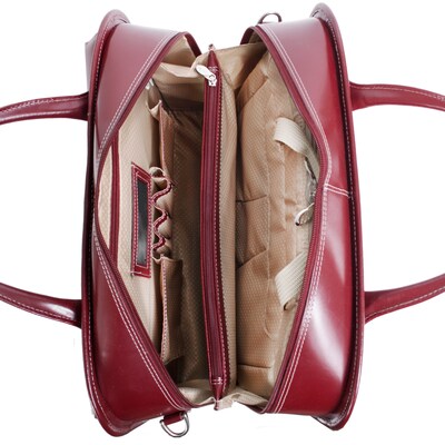 McKlein Laptop Rolling Briefcase, Red Leather (96616)