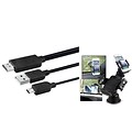 Insten 11-Pin Micro USB to HDMI Cable Adapter 6 for Galaxy S5 S4 S3 Note 3 2 Mega (Phone to HDTV) (w/Car Phone Holder)