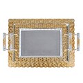 Alpine Cuisine 14 & 18 Silver Plated with Gold Trim 2-Piece Serving Tray Set; Gold (KAST12983)