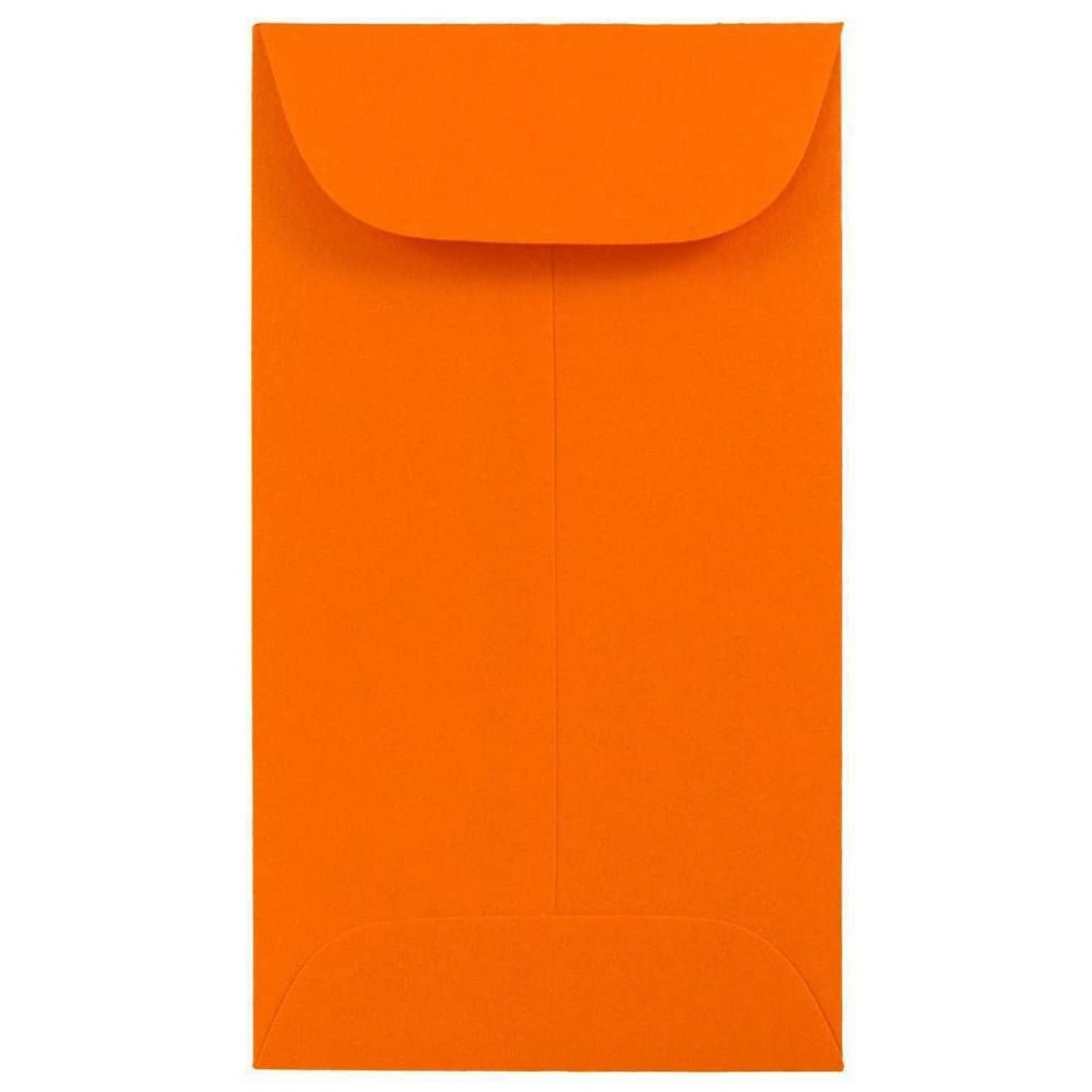 JAM Paper #6 Coin Business Colored Envelopes, 3.375 x 6, Orange Recycled, 100/Pack (356730558B)