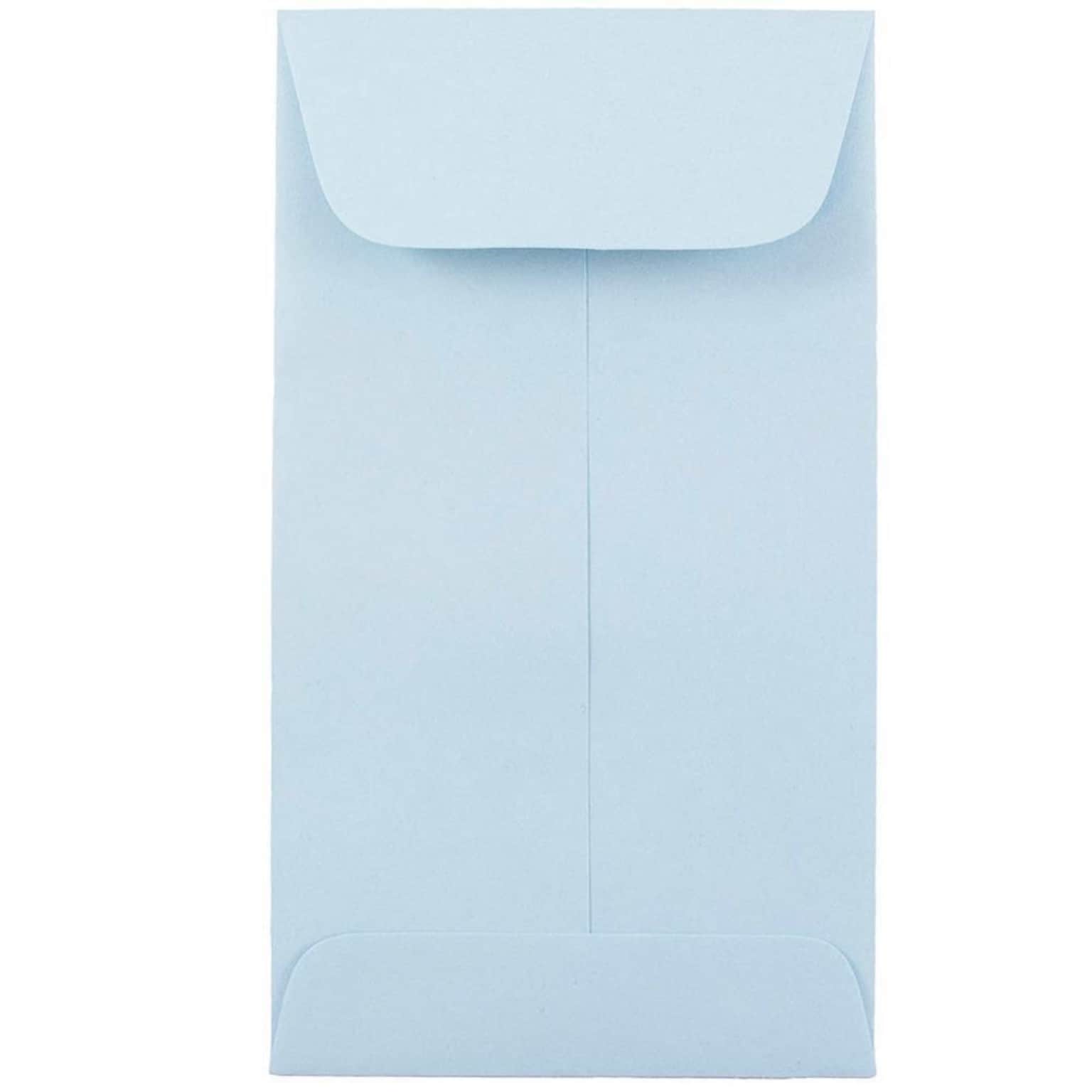 JAM Paper #6 Coin Business Envelopes, 3.375 x 6, Baby Blue, 100/Pack (356730563B)