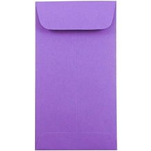 JAM Paper #7 Coin Envelopes, 3 1/2 x 6 1/2, Violet Purple Recycled, 50/Pack (1526758I)