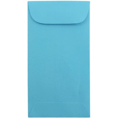 JAM Paper #7 Coin Business Colored Envelopes, 3.5 x 6.5, Blue Recycled, 50/Pack (1526764I)