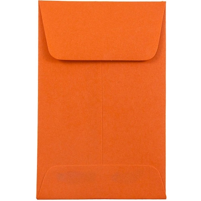 JAM Paper® #1 Coin Business Colored Envelopes, 2.25 x 3.5, Orange Recycled, Bulk 500/Box (352627815H)