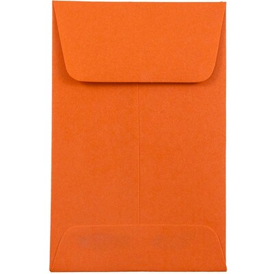 JAM Paper #1 Coin Business Colored Envelopes, 2.25 x 3.5, Orange Recycled, 25/Pack (352627815)