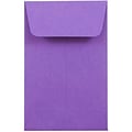 JAM Paper® #1 Coin Business Colored Envelopes, 2.25 x 3.5, Violet Purple Recycled, Bulk 500/Box (353027837H)