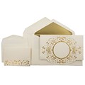 JAM Paper® Wedding Invitation Combo Sets, 1 Sm 1 Lg, Ecru Cards with Gold Design, Gold Lined Envelopes, 150/pk (5268481GCO)