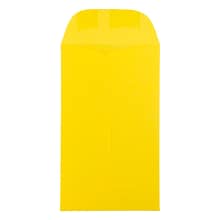 JAM Paper #6 Coin Business Colored Envelopes, 3.375 x 6, Yellow Recycled, Bulk 500/Box (356730557H)