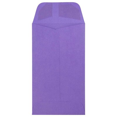 JAM Paper #6 Coin Business Colored Envelopes, 3.375 x 6, Violet Purple Recycled, 100/Pack (356730560
