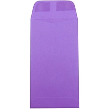 JAM Paper #7 Coin Envelopes, 3 1/2 x 6 1/2, Violet Purple Recycled, 25/Pack (1526758)