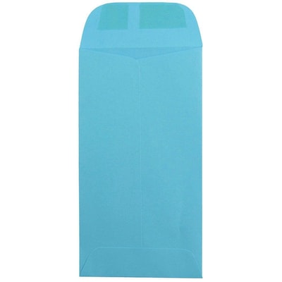 JAM Paper #7 Coin Business Colored Envelopes, 3.5 x 6.5, Blue Recycled, Bulk 500/Box (1526764H)