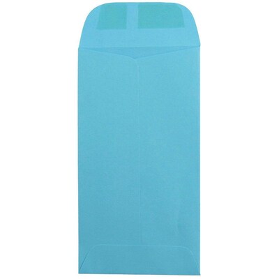 JAM Paper #7 Coin Business Colored Envelopes, 3.5 x 6.5, Blue Recycled, Bulk 500/Box (1526764H)