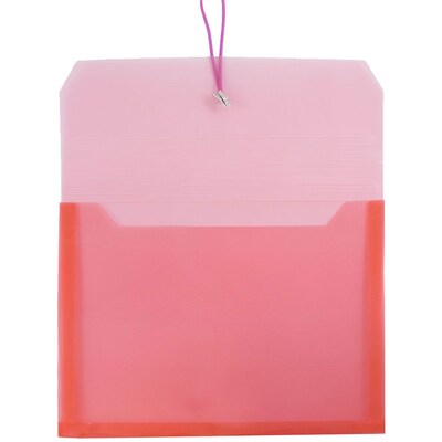 JAM PAPER Plastic Expansion Envelopes with Elastic Band Closure, Letter Size, Red (218E25RE)