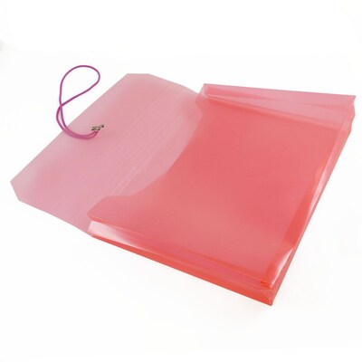 JAM PAPER Plastic Expansion Envelopes with Elastic Band Closure, Letter Size, Red (218E25RE)