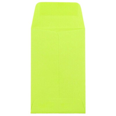 JAM Paper® #1 Coin Business Colored Envelopes, 2.25 x 3.5, Ultra Lime Green, Bulk 500/Box (352827826