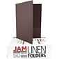 JAM Paper Two-Pocket Textured Linen Business Folders, Chocolate Brown, 50/Box(386LBRC)