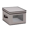 Honey Can Do Dinnerware Storage Box, 12 x 12 x 8.5, Gray Canvas - dinner plates