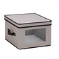 Honey Can Do Dinnerware Storage Box, 12" x 12" x 8.5", Gray Canvas - dinner plates