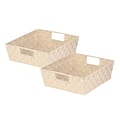 Honey Can Do 2 Pack Double Woven Shelf Tote, Creme (STOZ02984)