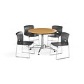 OFM 42 Round Laminate Multi-Purpose Table w/4 Chairs, Oak Table/Dark Gray Chair (PKG-BRK-106-0014)