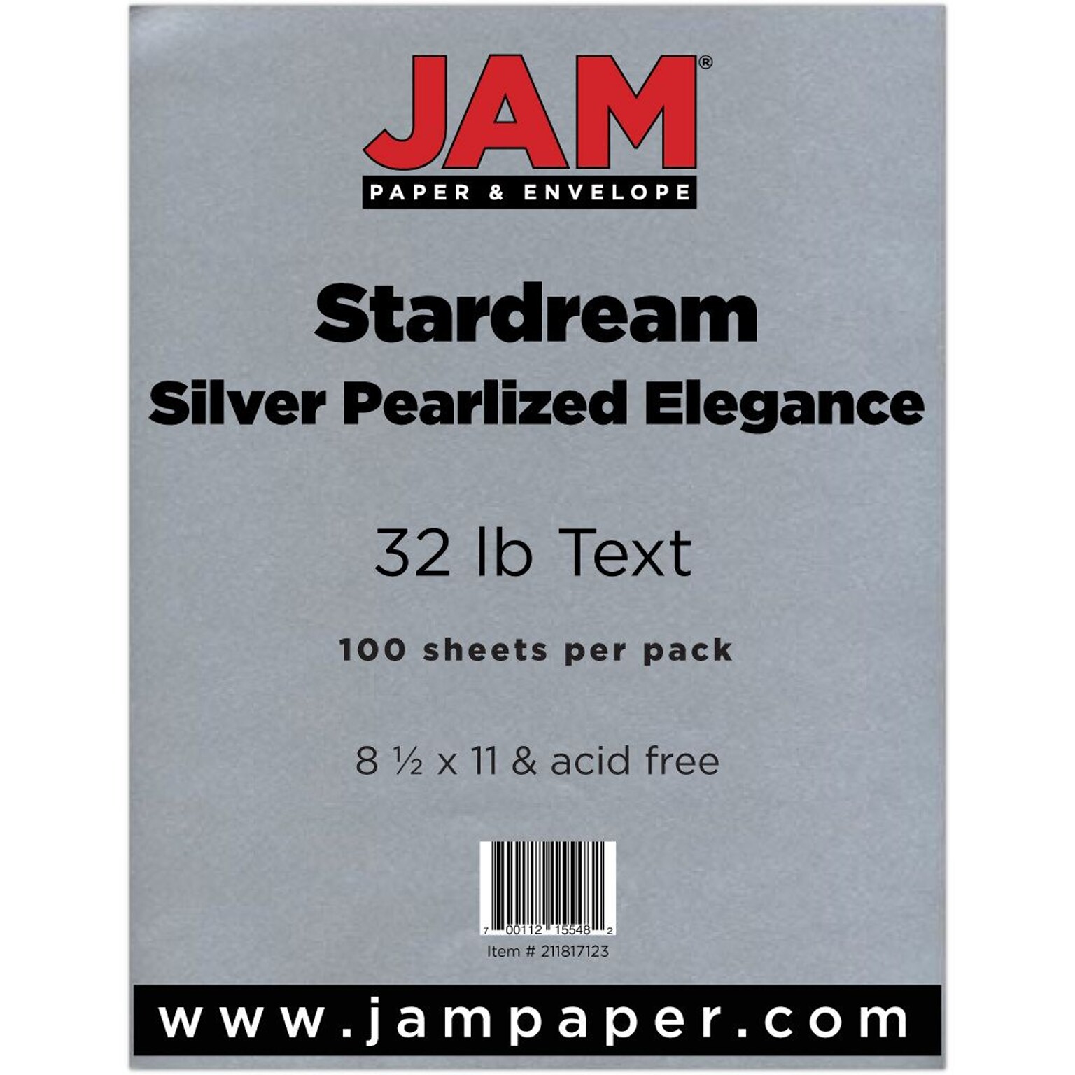 JAM Paper® Metallic Paper - 8.5 x 11 - 32lb Silver Pearlized Elegance Star dream Metallic - 100/pack