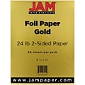 JAM Paper® 2-Sided Foil Colored Paper, 24 lbs.,  8.5 x 11, Gold, 50 Sheets/Pack (1683736)
