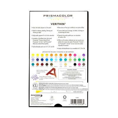 Prismacolor Premier Verithin Colored Pencil Set, Assorted Colors, 36 Pencils/Pack (2428)