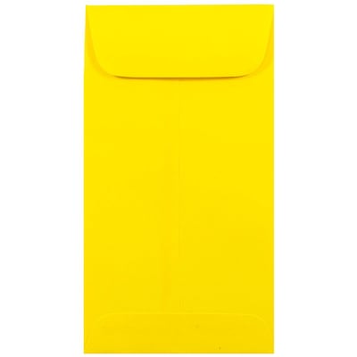 JAM Paper #7 Coin Business Colored Envelopes, 3.5 x 6.5, Yellow Recycled, 50/Pack (1526761I)