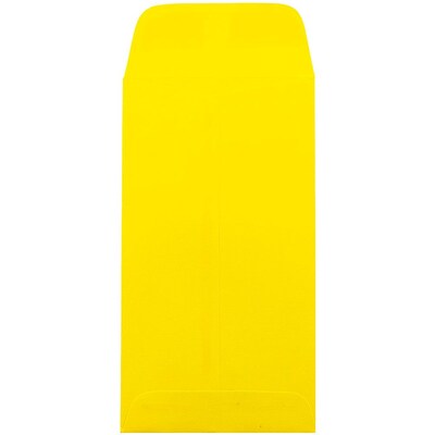 JAM Paper #7 Coin Business Colored Envelopes, 3.5 x 6.5, Yellow Recycled, 50/Pack (1526761I)