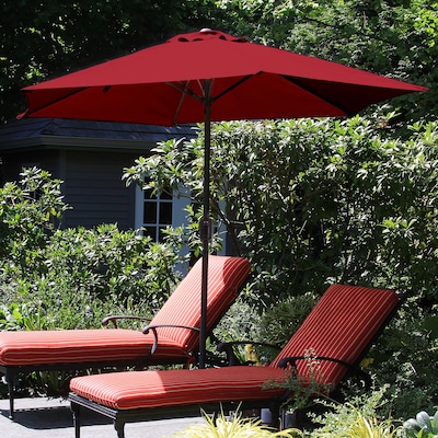 Pure Garden 9 Foot Aluminum Patio Umbrella with Auto Crank - Red (M150006)