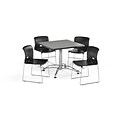OFM 42 Square Laminate MultiPurpose Table & 4 Chairs, Gray Nebula Table/Black Chair (PKGBRK1120005)