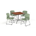 OFM 42 Square Laminate Multi-Purpose Table w/4 Chairs, Cherry Table/Olive Chair (PKG-BRK-111-0004)
