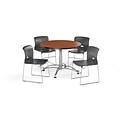 OFM  42 Round Laminate MultiPurpose Table & 4 Chairs, Cherry Table/Dark Gray Chair PKG-BRK-106-0002