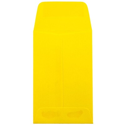 JAM Paper #1 Coin Business Colored Envelopes, 2.25 x 3.5, Yellow Recycled, 50/Pack (353127843I)