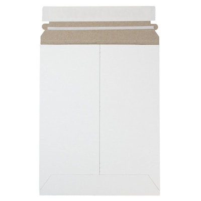 JAM Paper® Stay-Flat Photo Mailer Stiff Envelopes with Self-Adhesive Closure, 7 x 9, White, Sold Individually (1456649)