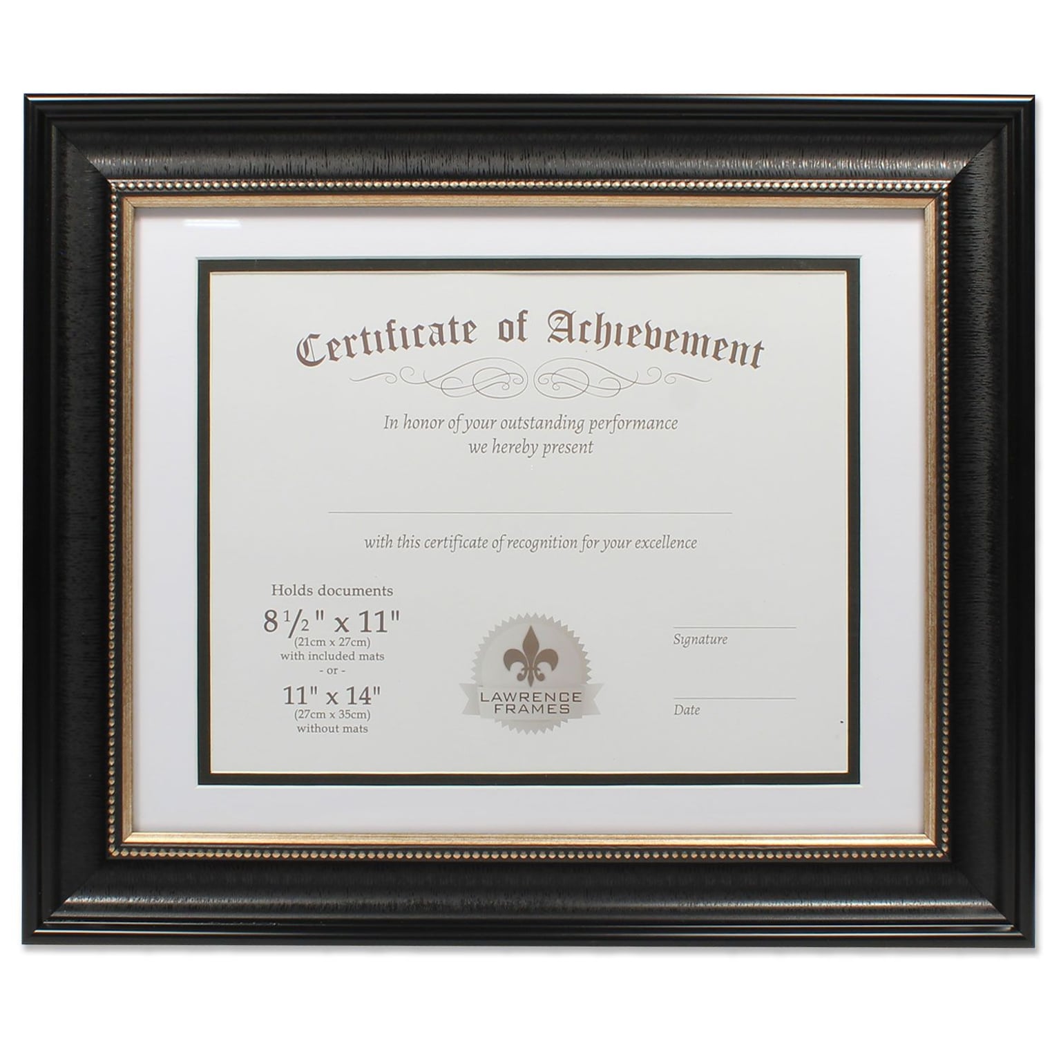 Lawrence Frames 11 x 14 Dual Use Black Beaded Document Frame (188011)