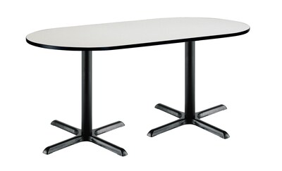 KFI 36" x 72" HPL RaceTrack Table Crisp Linen (T3672RB2025BKCL)