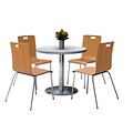 KFI 42 Round Grey Nebula HPL Table with 4 9222-Natural Chairs  (42RB922SGN9222N)