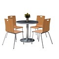 KFI 42 Round Graphite Nebula HPL Table with 4 9222-Natural Chairs  (42RB922SGR9222N)