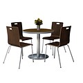 KFI 42 Round Walnut HPL Table with 4 9222-Espresso Chairs  (42RB922SWL9222E)