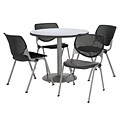 KFI 42 Round Grey Nebula HPL Table with 4 Black KOOL Chairs  (42R192SGN230P10)