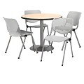 KFI 42 Round Natural HPL Table with 4 Light Grey KOOL Chairs  (42R192SNA230P13)